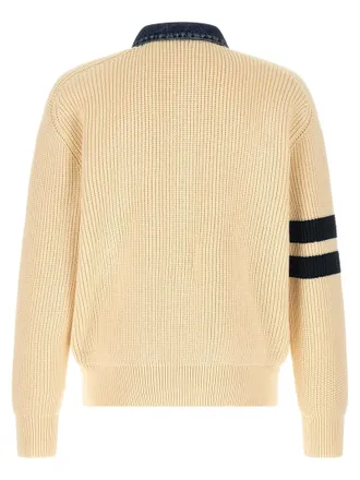 Dsquared2 Denim Mix Cotton-Blend Knit Cardigan - Cream