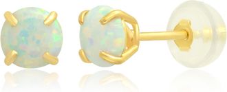 MAX + STONE 14k Yellow or White Gold 4mm Round Stud Earrings