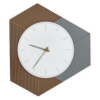Beliani Beliani - Reloj De Pared Decoraci&oacute;n Colgante 52 X 60 Cm Dise&ntilde;o Sin N&uacute;meros Mdf Gris Y Naranja Sailon