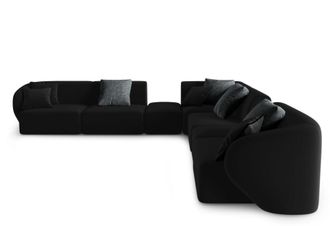 BLOOMINGLOFT 7-Sitzer Design-Ecksofa Chiara Samt ohne R&uuml;ckenlehne