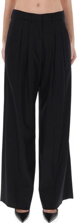 Pantaloni Torino Grey Virgin Wool-Blend Wide-Leg Pants