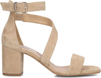 Notre-V Schoenen, Dames, Beige, 42 EU, Leer, Elegante beige sandalen met blokhak