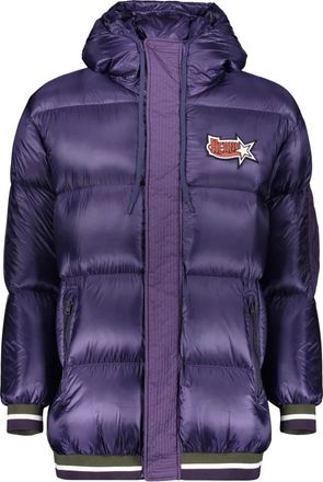 Herno Gestreepte gewatteerde jas met capuchon en voorpatch - Heren - Gewatteerde jassen - Paars - XL - Polyester - Jassen