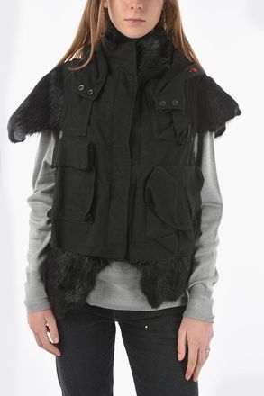 Giacobino Gilet Utility Trapuntato con Dettagli in Pelliccia Giacobino