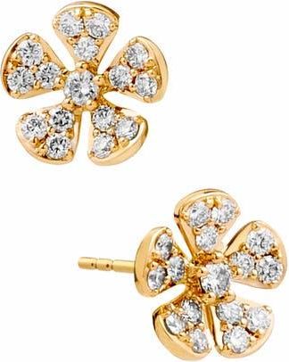 Syna Flower Studs in Diamond at Nordstrom, Size Small