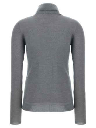 Brunello Cucinelli Sparkling Cashmere-Silk Turtleneck Sweater - Gray