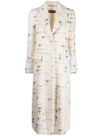 PESERICO abstract-pattern brushed coat - Neutrals