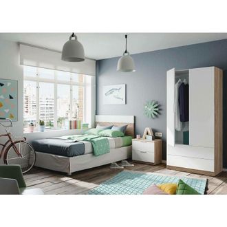 Dmora Dmora - Guardarropa Donan, Armario Dormitorio Con 2 Puertas Y 2 Cajones, Mueble Con Barra Para Colgar Ropa, 82x52h180 Cm, Blanco Y Roble