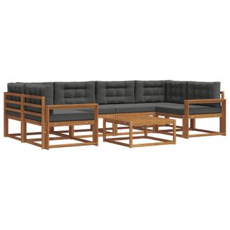 vidaXL Conjunto De Sof&aacute;s De Exterior 7 Pcs Natural Y Antracita Vidaxl
