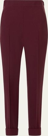Akris Viscose-Crepe Tapered Leg Ankle Cuffed Pants