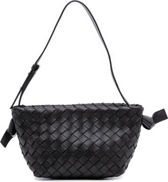Bottega Veneta Pre-owned Womens Knot Crossbody Woven Bag - Black Leather - One Size