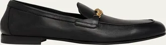 Versace Mens Leather Medusa-Chain Loafers