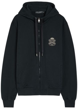 Dolce & Gabbana Hooded Logo-embroidered Cotton Sweatshirt - Navy - 52 (IT52 / XL)
