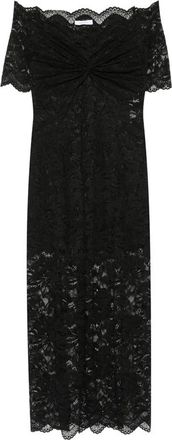 Paco Rabanne Off-the-shoulder kanten maxjurk - Dames - Maxi kleedjes - Zwart - 2XS - Kleedjes