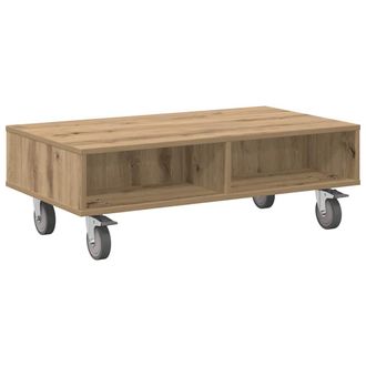 vidaXL Mesa Lateral Con Ruedas Roble Artesanal 90 X 50 X 30 Cm Vidaxl