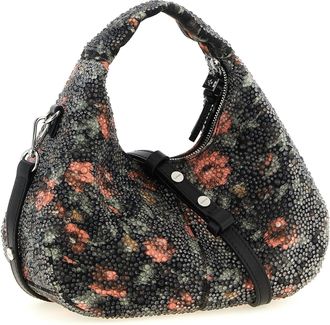 Ganni Beaded Floral Mini Bag - Black