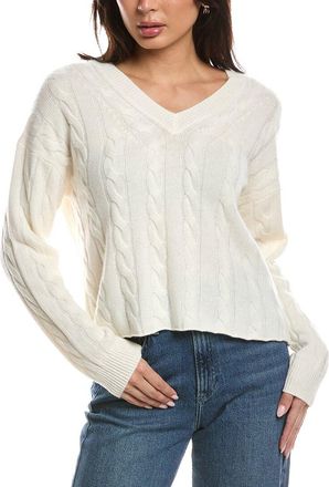 The Cashmere Project The Cashmere Project Cropped Cable V Neck Sweater