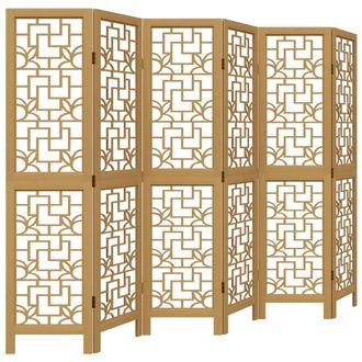 Berkfield Home Room Divider 6 Panels Brown Solid Wood Paulownia