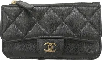 Chanel Black Grained Calfskin Coin Purse/Coin Case (Pre-Owned)