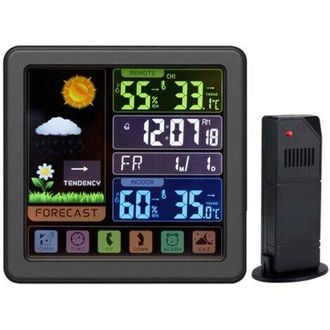 OEM (negro) Estaci&oacute;n Meteorol&oacute;gica Inal&aacute;mbrica A Color Con Pantalla T&aacute;ctil Completa, Reloj Meteorol&oacute;gico Multifunci&oacute;n Inal&aacute;mbrico, Bloqueo De Seguridad Pa