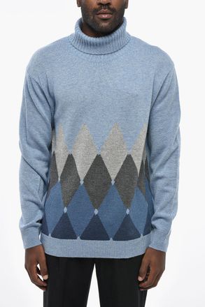 Ballantyne Maglia a Collo Alto in Puro Cashmere Motivo Argyle Ballantyne