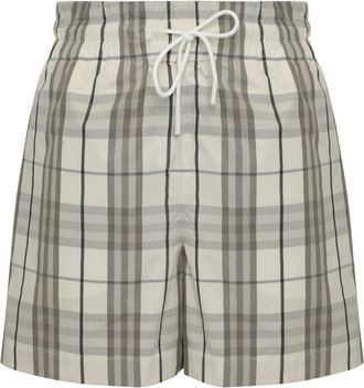 Burberry Katoenen Geruite Shorts met Zakken - Dames - Bermuda - Grijs - XS - Katoen - Korte Broeken