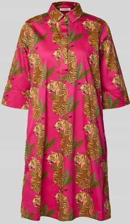 Christian Berg Knielanges Hemdblusenkleid im Allover-Look in Pink, Gr&ouml;&szlig;e 36