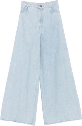 Max Mara Wide Leg Denim Palazzo Broek - Dames - Loose Fit Jeans - Blauw - M - Denim - Jeans
