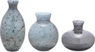 Melrose International Set Of 3 Bubbled Glass Bud Vase