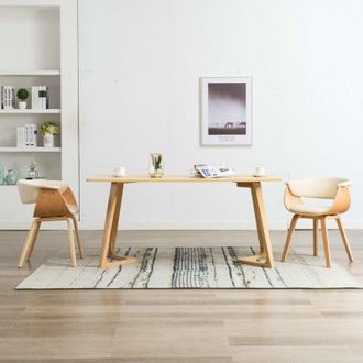 vidaXL Vidaxl - Sedie da Pranzo 2 pz in Legno Curvato e Similpelle Crema