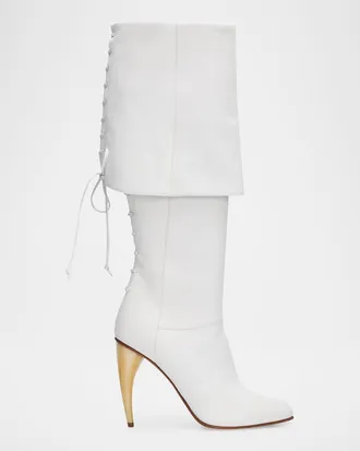 Alexander McQueen 105mm Horn Leather Knee-High Boots