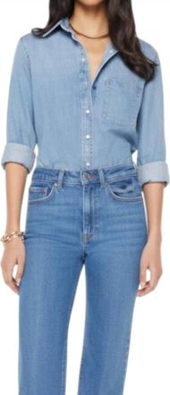 Mother Itty Bitty Pinch Frenchie Button-Up In Blue