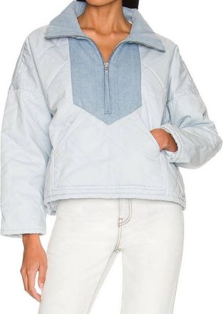 Something Navy Quilted Quarter Zip Jacket In Light Blue