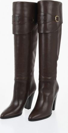 Celine Stivali WILTERN in Pelle con Fibbia Dorata Tacco 9cm Celine