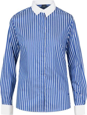 Fay Vertical Striped Shirt - Dames - Overhemden - Blauw - S - Katoen - Overhemden