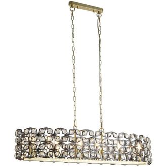 Searchlight Lampadario Classico Iris Acciaio Ottone Vetro 6 Luci E14