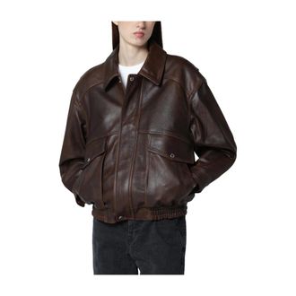 Dunst Leather Jackets, female, Brown, Size: M Oversized Vintage Leather Blouson