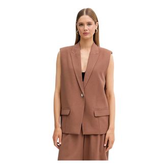 Vicolo Jassen, Dames, Bruin, S, Polyester, Gilet met enkele rij knopen