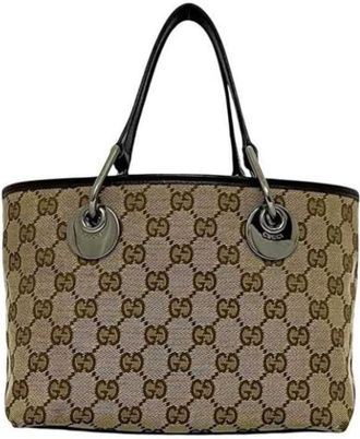 Gucci Pre-owned Handbags, female, Brown, Size: ONE SIZE Pre-owned Canvas Handbag