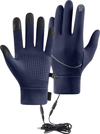 Generic Heated Gloves for Women Men USB Charging Full Finger Hand Warmers Mens Heated Cycling Gloves Waterproof Non-Slip Electric Heating Glove for Motorcycli