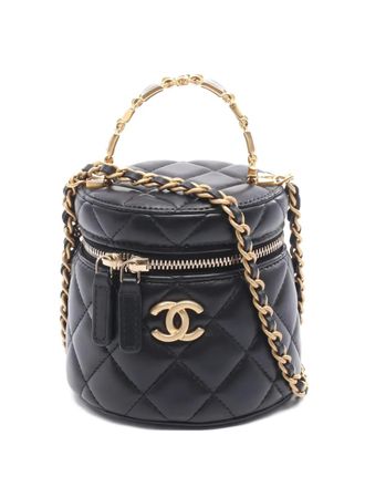 Chanel 2021 matelass&eacute; vanity tote bag - women - Lambskin - One Size - Black