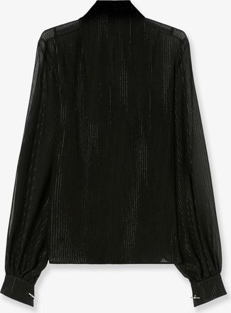 Max Mara Womens Silk Shirt Scafati With Lurex Trim Black