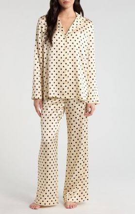 Reformation Ella Print Silk Pajamas in Sugar Dot at Nordstrom, Size X-Large