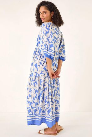 Roman Floral Print V-Neck Maxi Dress