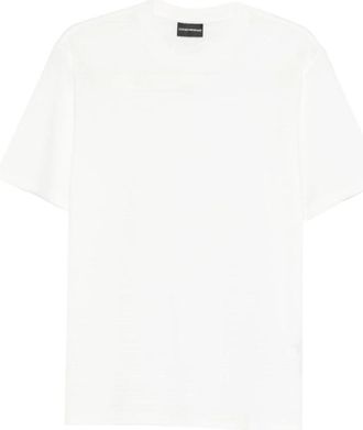 Emporio Armani T-shirt van jacquard jersey met all-over lettering - Heren - T-shirts - Wit - 3XL - Katoen - Tops