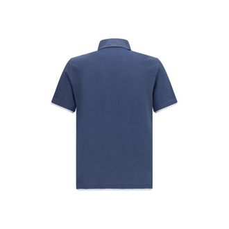 Brunello Cucinelli Mens Blue Cotton Polo Shirt