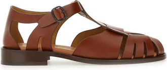 Hereu Peach Cut-Out Straps Leather Sandals