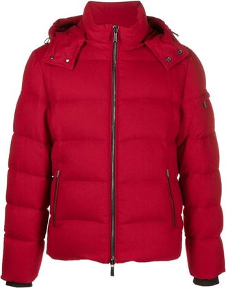 Moorer detachable-hood padded jacket - men - Feather Down/Cashmere/Polyamide - 48 - Red