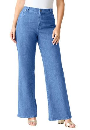 Roaman's Tall Plus Size 24/7 Stretch Wide Leg Jean in Light Stonewash at Nordstrom, Size 36