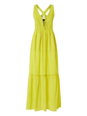 Pinko cross-back tiered maxi dress - Yellow